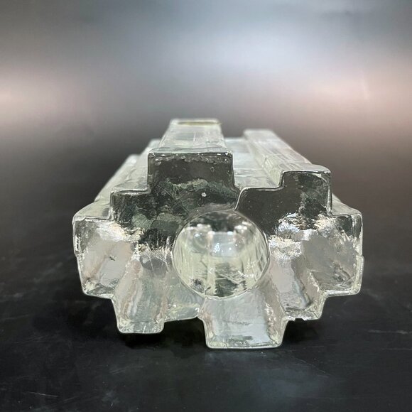 Bohemian Crystal Glass Ice Block Candle Holders Set of 3 Bohemia Glass - Picture 4 of 16